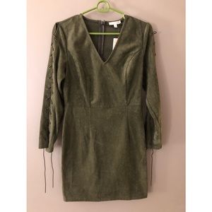 Brand new•GB•Olive Green M Suede Long-Sleeve Dress